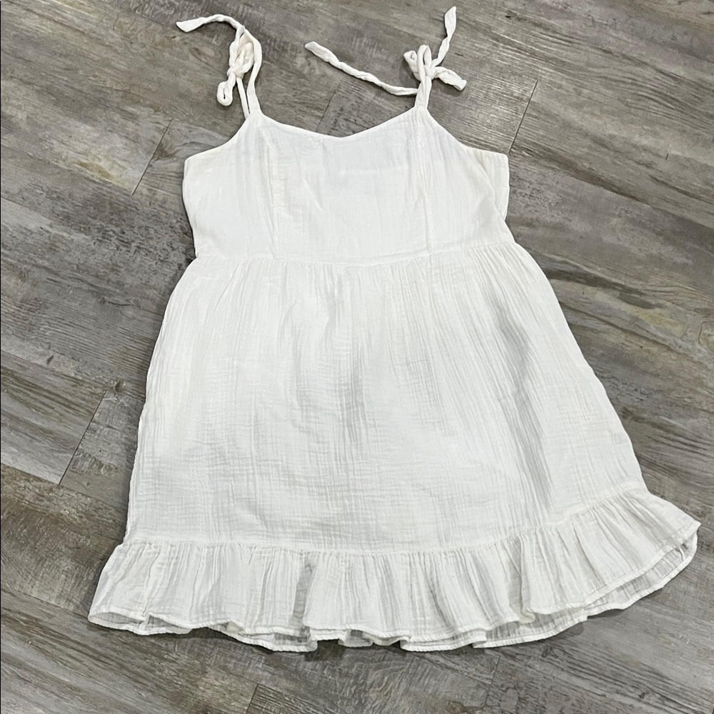 Old Navy dress sun white XL tall White Sleeveless Dress‎ with Ruffle Hem - Picture 2 of 9